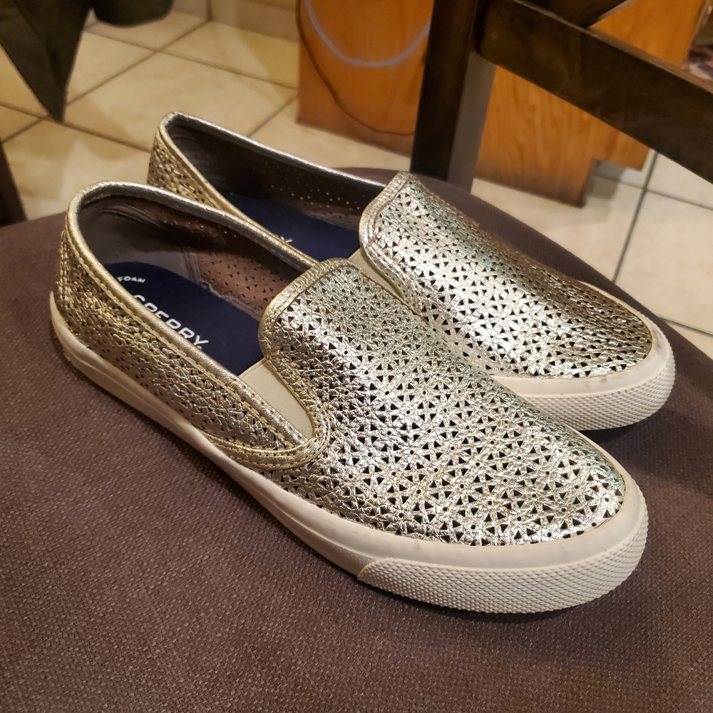 Sperry metallic slip-ons